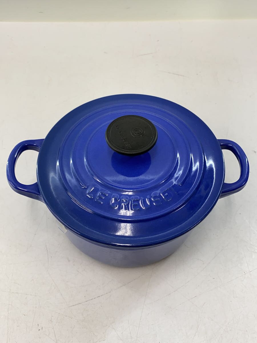 【中古】LE CREUSET◆鍋/サイズ:16cm/BLU【キッチン用品】
