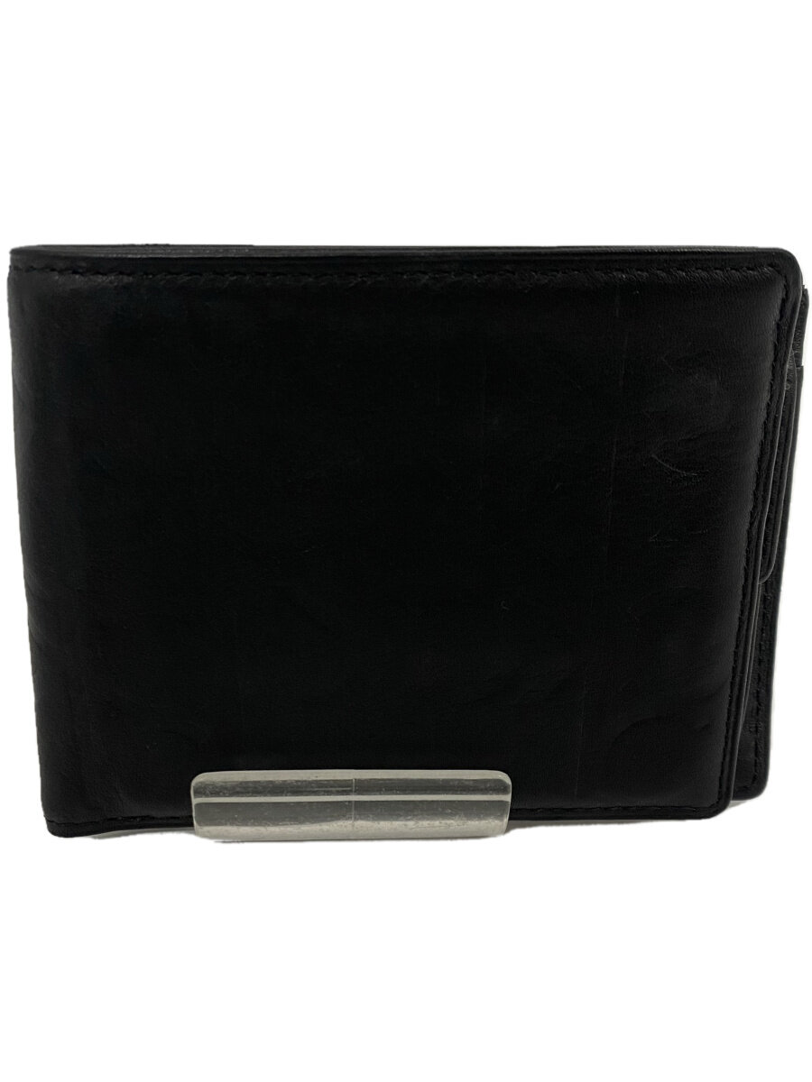 【中古】Calvin Klein◆2つ折り財布/レザー/BLK/メンズ【服飾雑貨他】