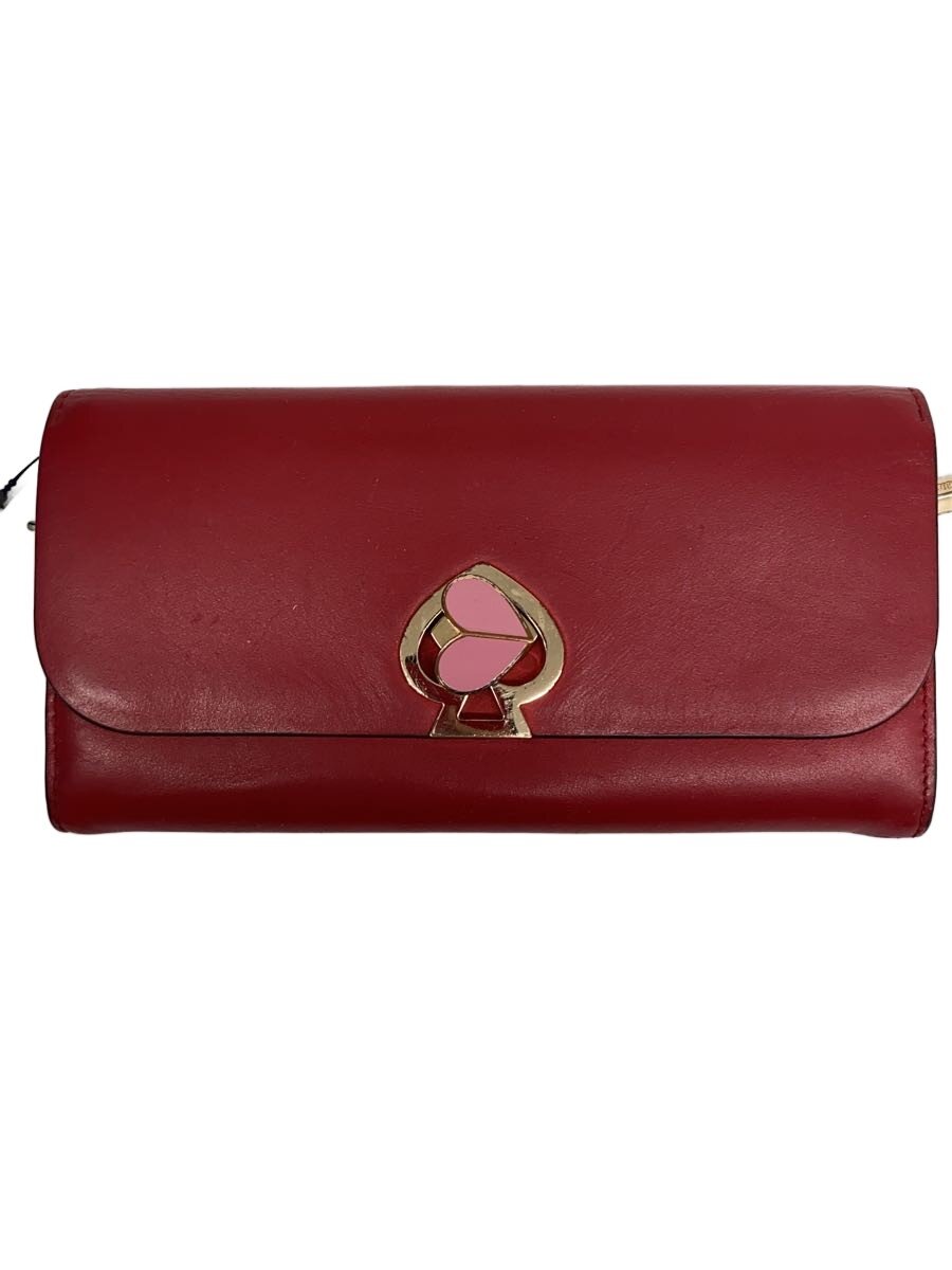 【中古】kate spade new york◆長財布/レザー/RED/レディース/PWRU7498【服飾雑貨他】
