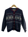 【中古】L.L.Bean◆カーディガン(薄手)/M/--/マルチカラー/総柄/80-90s/USA製/ノルディック柄【メンズウェア】