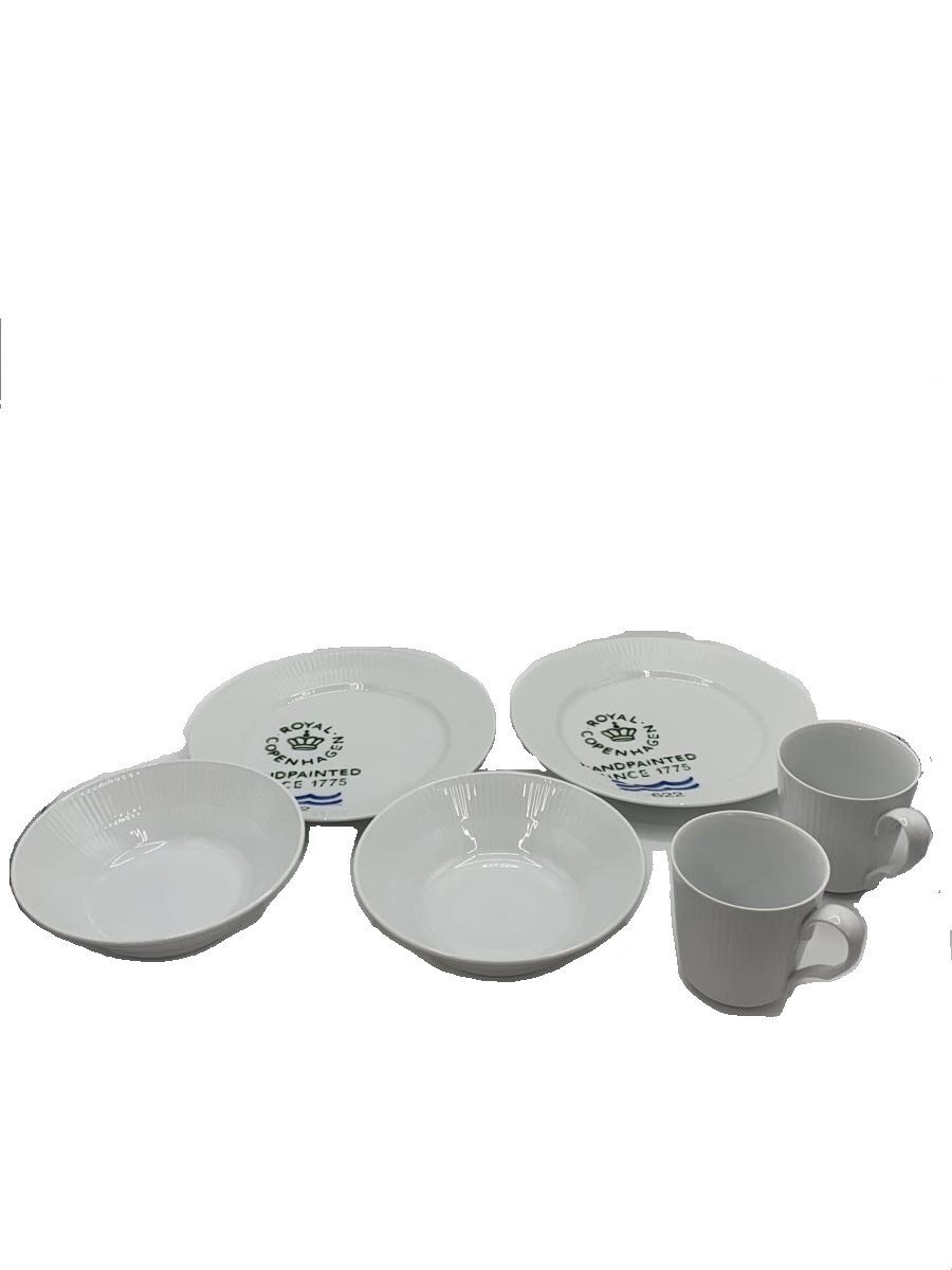 【中古】ROYAL COPENHAGEN◆洋食器その他/6点セット/WHT/ーテッド/ホワイトシグネチャー/プレート、ボウル、マグカップ//【キッチン用品】