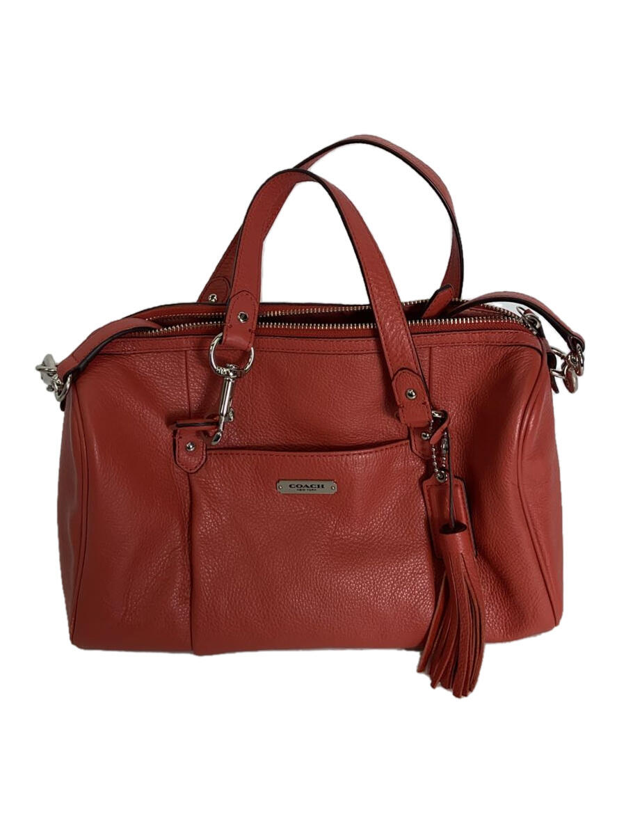 【中古】COACH◆ボストンバッグ_オールレザー/レザー/RED【バッグ】