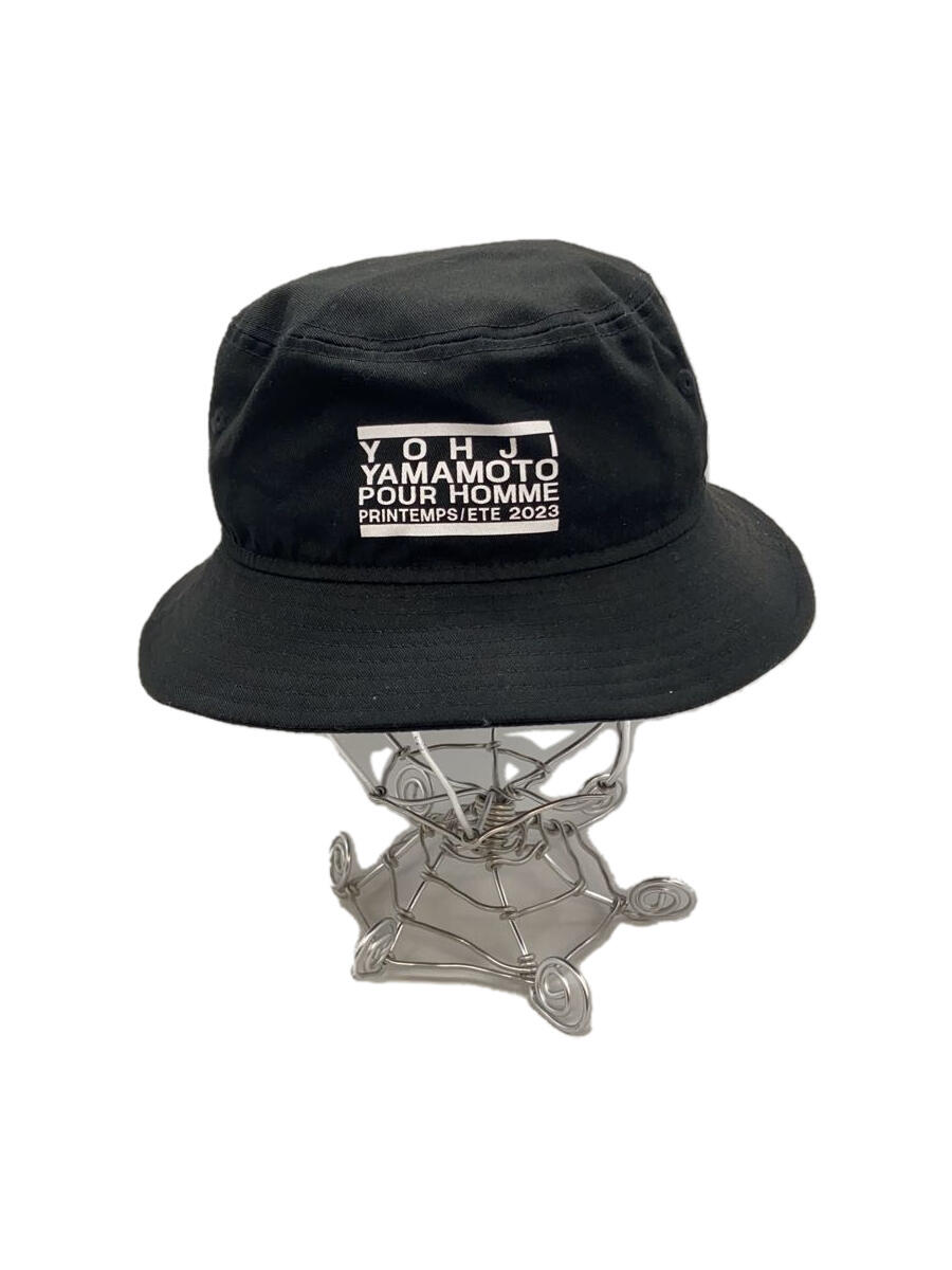 【中古】YOHJI YAMAMOTO◆×NEW ERA/ERASER LOGO BUCKET/バケットハット/M/コットン/メンズ/HJ-H98-97【服飾雑貨他】