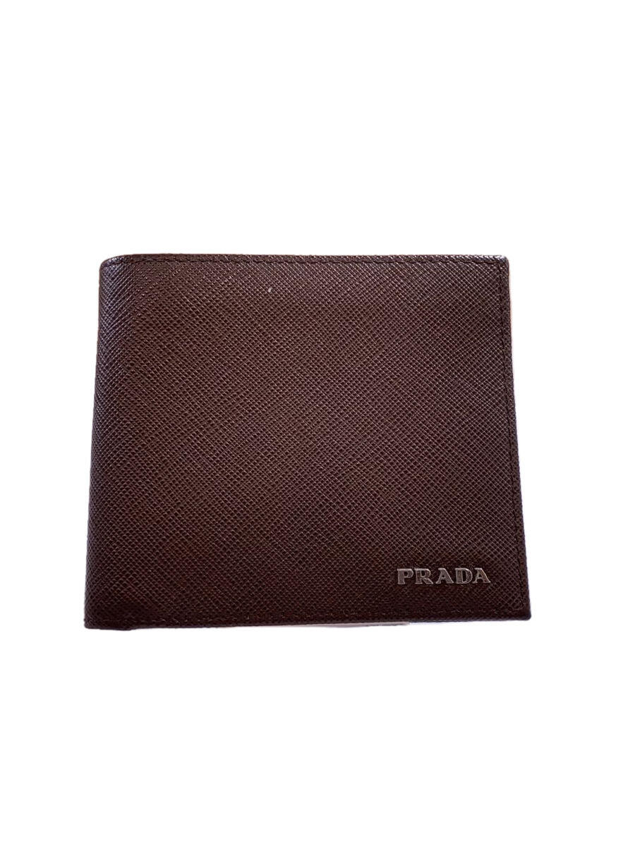 【中古】PRADA◆2ツ折サイフ/牛革/BLK/メンズ【服飾雑貨他】