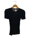 【中古】CHANEL◆半袖カットソー/40/レーヨン/BLK/無地/94305【レディースウェア】