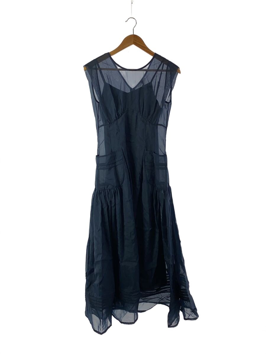 SR◆ノースリーブワンピース/1/ナイロン/NVY/無地/ORGANDY DRESS