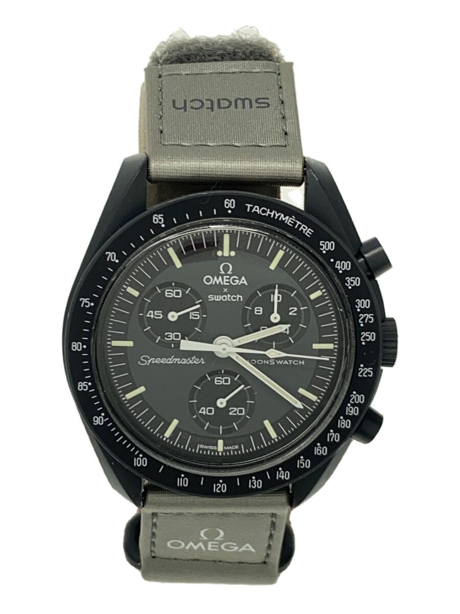 【中古】OMEGA◆クォーツ腕時計/アナログ/ブラック/SLV/s033a100【服飾雑貨他】