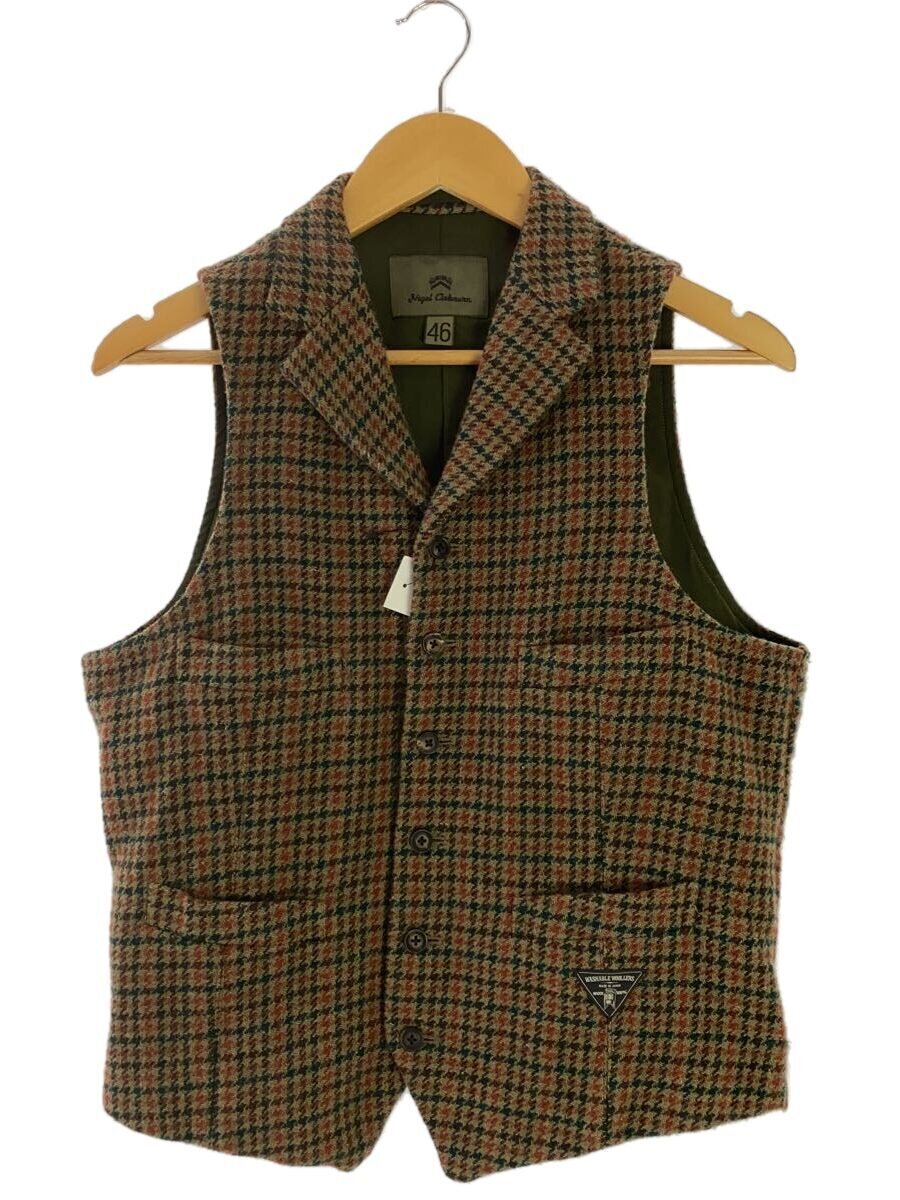 【中古】Nigel Cabourn◆ベスト/46/ウール/ブラウン/千鳥格子/8037-00-70007【メンズウェア】