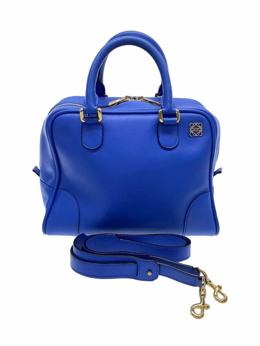 【中古】LOEWE◆ハンドバッグ/レザー/ブルー/無地//【バッグ】