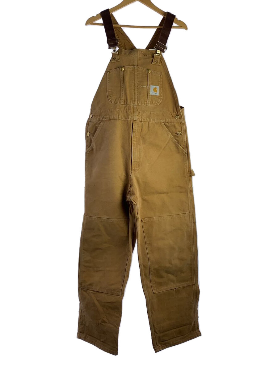【中古】Carhartt◆USA製/ダブルニー/オーバーオール/36/コットン/BRW/無地【メンズウェア】