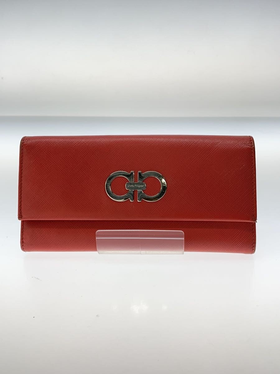 【中古】Salvatore Ferragamo◆長財布/レザー/RED/レディース【服飾雑貨他】