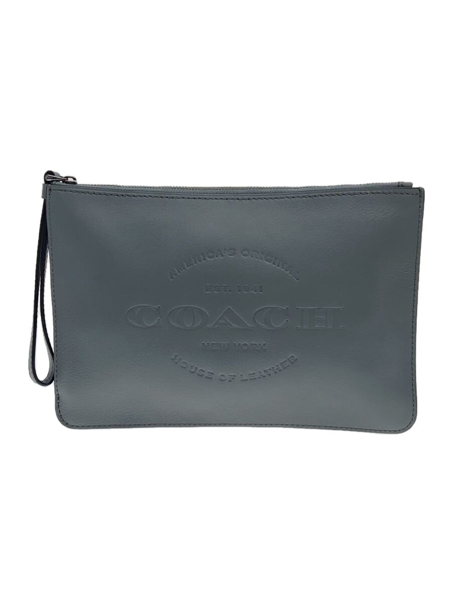 COACH - 【中古】COACH◆COACH コーチ クラッチバッグ/レザー/GRY【バッグ】
