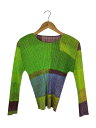 【中古】PLEATS PLEASE ISSEY MIYAKE◆トップス/--/ポリエステル/グリーン/PP23JK701/3/MIXING TOP【レディースウェア】