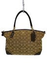 【中古】COACH◆ハンドバッグ_シグネチャー/キャンバス/BEG【バッグ】