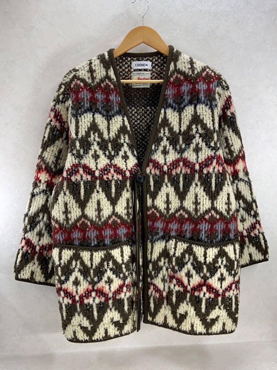 Coohem◆WINTER JACQUARD COAT/カーディガン(厚手)/XL/ウール/KHK/13-224-027