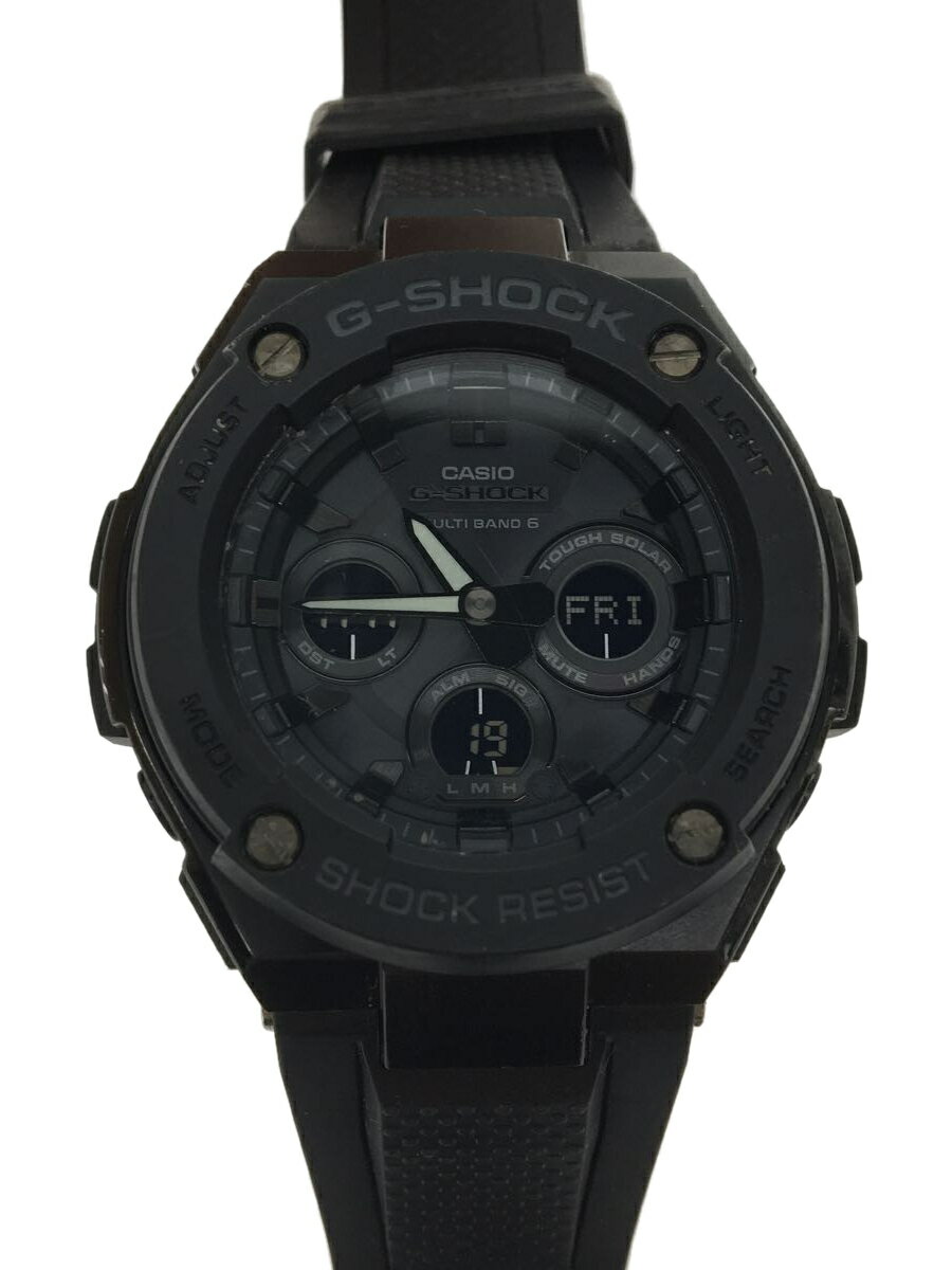 【中古】CASIO◆ソーラー腕時計・G-SHOCK/デジアナ/ラバー/BLK/BLK【服飾雑貨他】