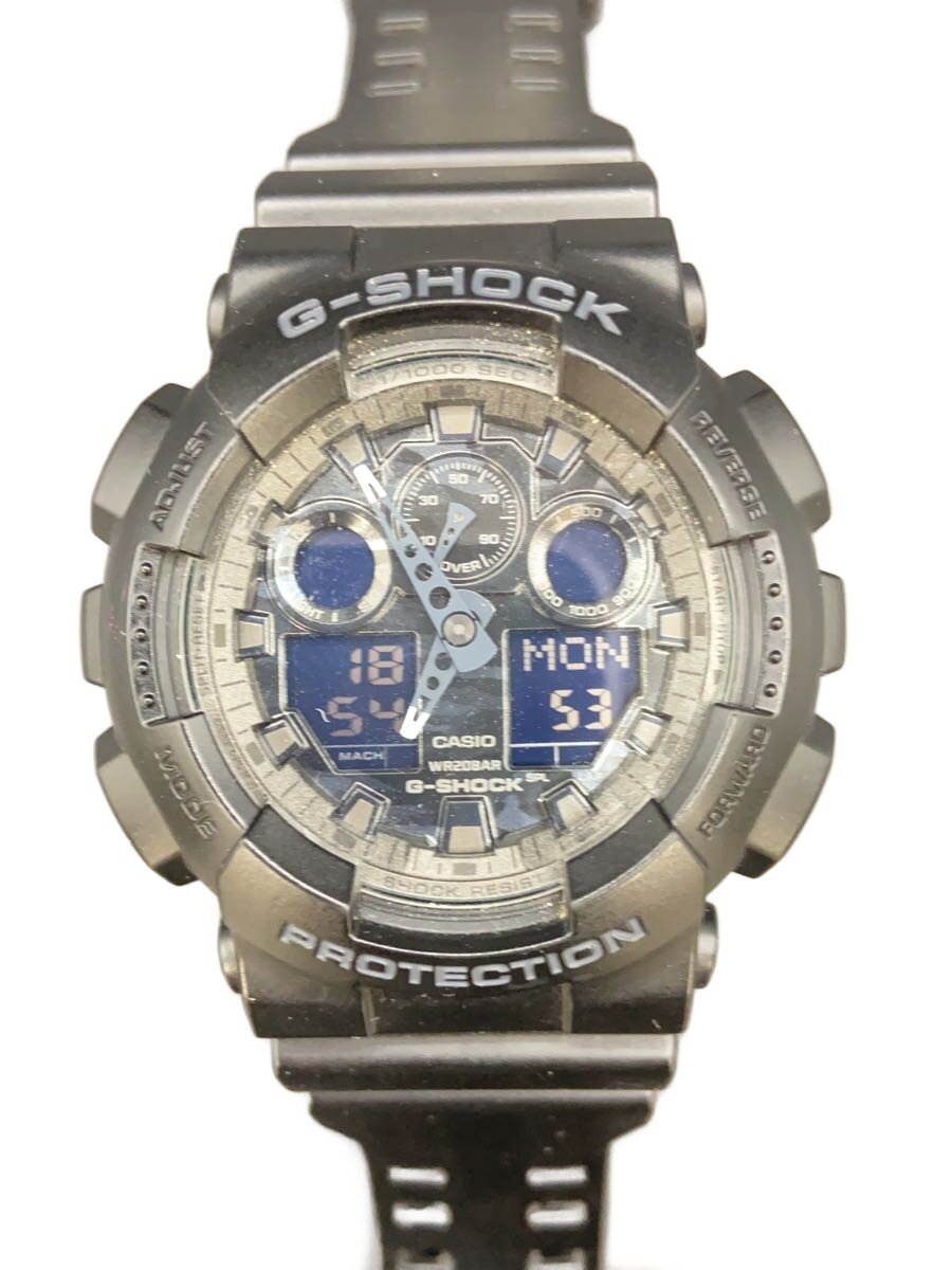【中古】CASIO◆G-SHOCK カモフラージュダイアルシリーズ クォーツ/ブラック/GA-100CF-1AJF/使用感有【服飾雑貨他】
