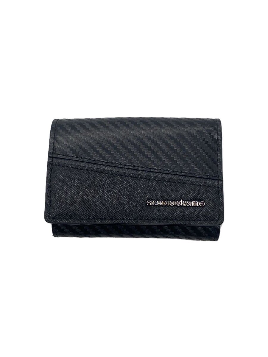 【中古】STUDIO desimo◆3つ折り財布/レザー/BLK/チェック/メンズ【服飾雑貨他】