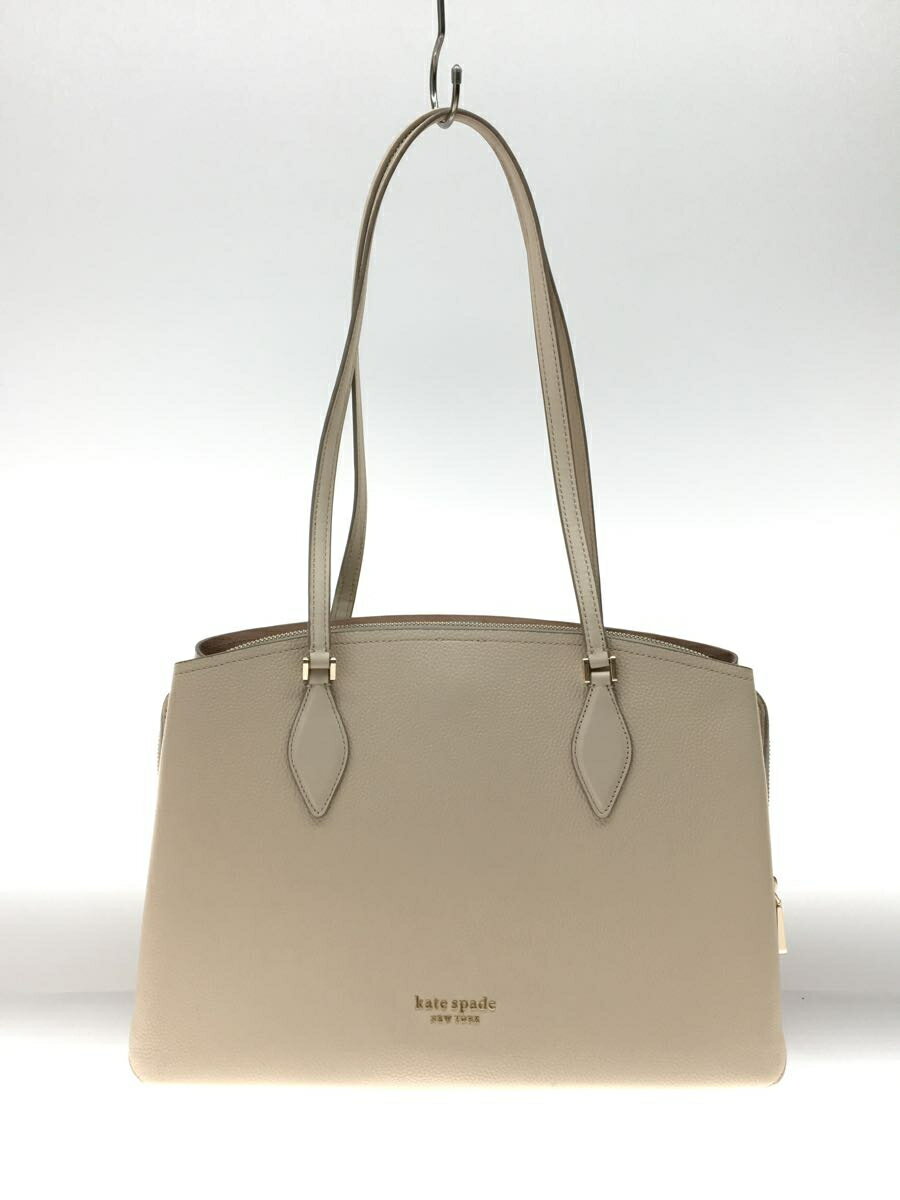 【中古】kate spade new york◆トートバッグ/レザー/IVO/無地/PXR00050【バッグ】