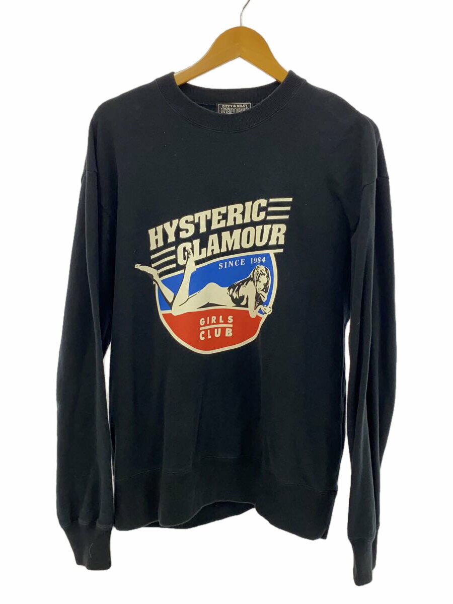 【中古】HYSTERIC GLAMOUR◆23AW/GIRLS CLUB/スウェット/L/コットン/ブラック/02233CS11【メンズウェア】