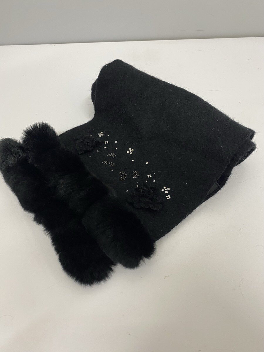 【中古】ANTEPRIMA◆マフラー/カシミア/BLK/レディース【服飾雑貨他】