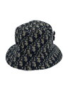 【中古】Christian Dior◆Oblique Bucket Hat/バケットハット/ローラー付き/M/シルク/NVY/293C906G5763【服飾雑貨他】