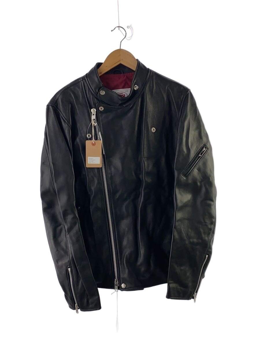 【美品】JAMES GROSE ネイビーレザーダブルライダースジャケット　42 美品】JAMES GROSE ネイビーレザーダブルライダースジャケット 42