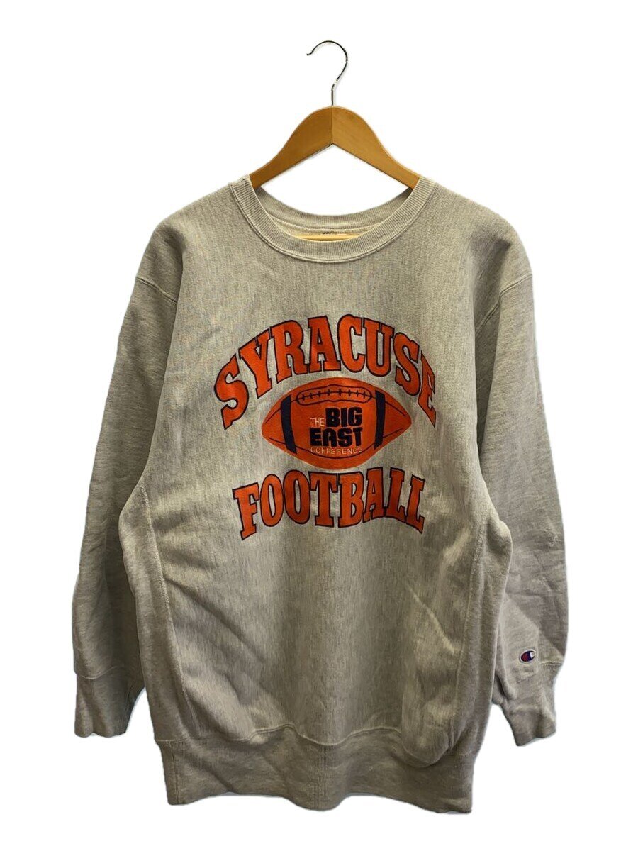 【中古】Champion◆90s/USA製/REVERSE WEAVE/スウェット/XXL/コットン/グレー/プリント/シミ汚れあり【メンズウェア】