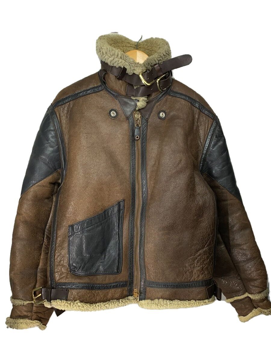 【中古】GOLDEN BEAR◆ジャケット/42/レザー/BRW/無地【メンズウェア】