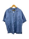 【中古】POLO RALPH LAUREN◆calwell/裾ポニー/90s/半袖シャツ/XXL/コットン/BLU//【メンズウェア】(4)