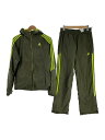 【中古】adidas◆セットアップ/M/カーキ/セットアップ/ジャージ/メンズ/フーディ/3ライン/スポーツウェア/F43352【メンズウェア】