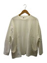 【中古】IS-NESS◆SWITCHING MOSS LONG SLEEVE T-SHIRT/長袖Tシャツ/M/コットン/WHT【メンズウェア】