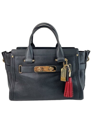 【中古】COACH◆スワッガー/ハンドバッグ/レザー/BLK【バッグ】 【中古】COACH◆スワッガー/ハンドバッグ/レザー/BLK【バッグ】