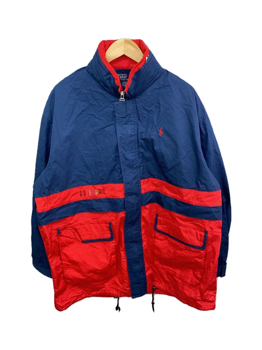 【中古】POLO RALPH LAUREN◆90s/ネイビー/レッド/フード収納/ブルゾン/XL/コットン/NVY//【メンズウェア】