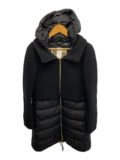 【中古】HERNO◆コート/42/ウール/BLK【レディースウェア】 【中古】HERNO◆コート/42/ウール/BLK【レディースウェア】