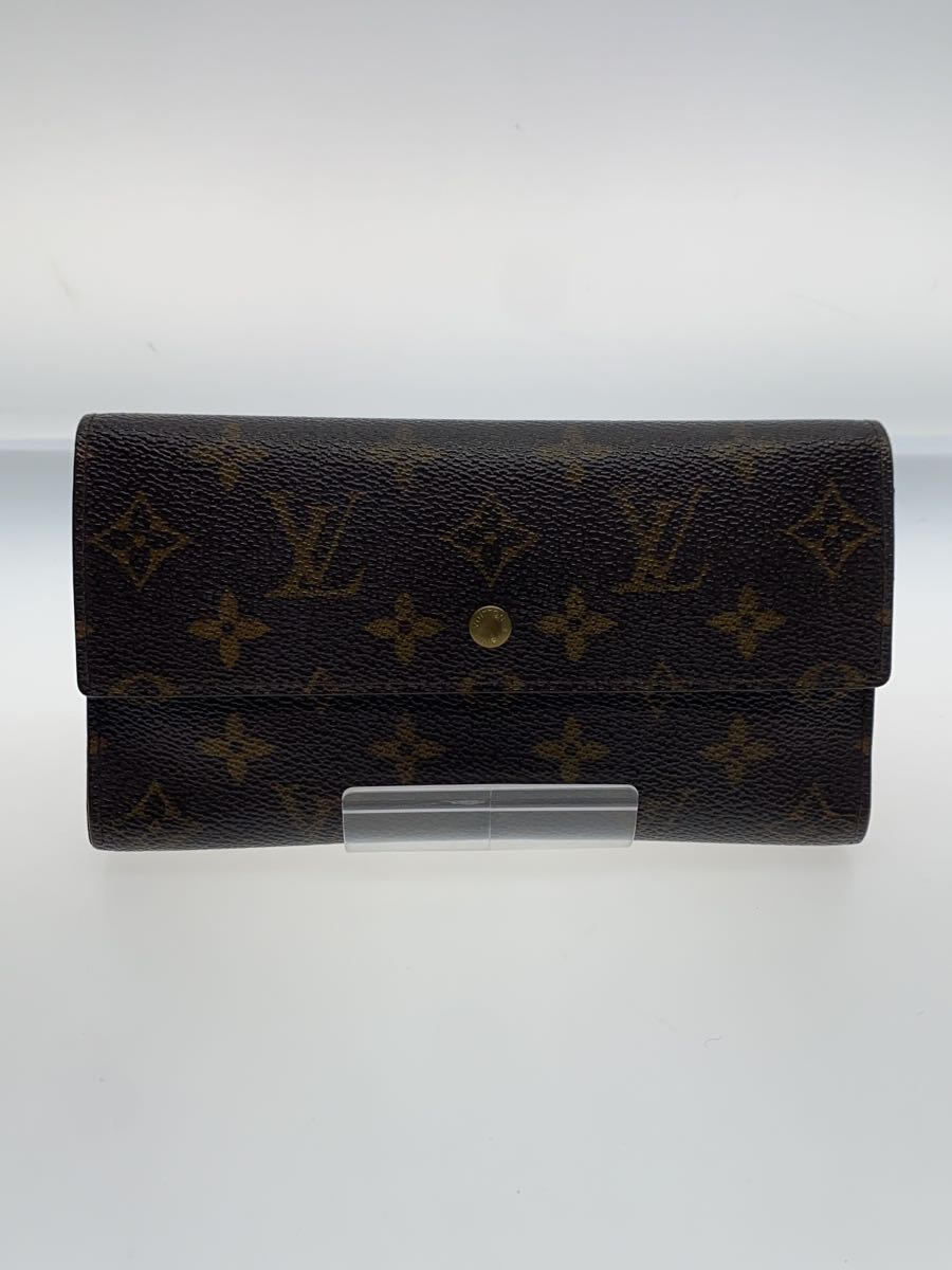 【中古】LOUIS VUITTON◆ポルト・トレゾール・インターナショナル_モノグラム・キャンバス_BRW/PVC/BRW/レディース【服飾雑貨他】