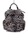 【中古】GUESS◆レオパード/リュック/ホワイト×ブラック【バッグ】