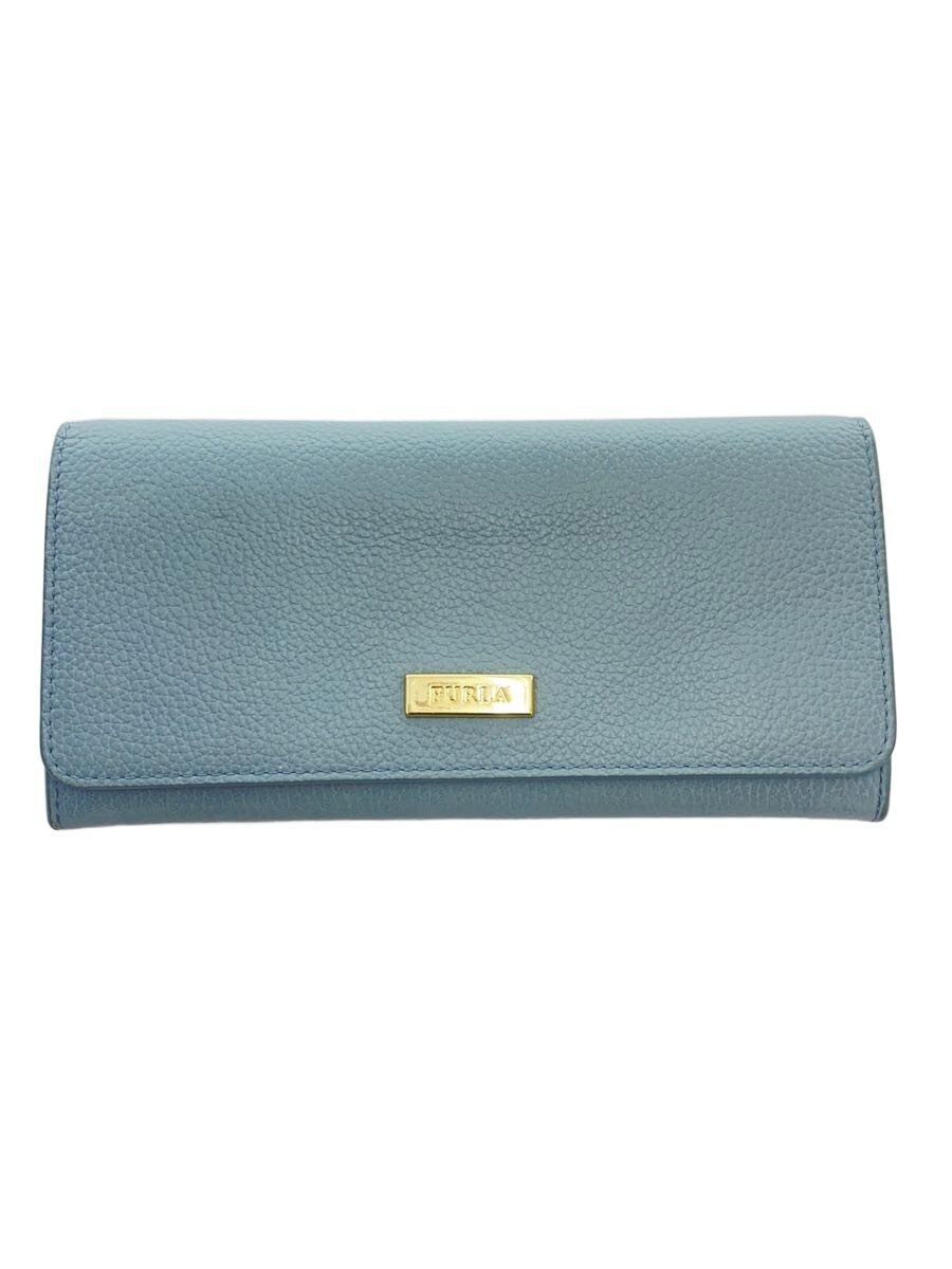 【中古】FURLA◆長財布/レザー/BLU/無�
