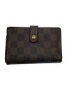 【中古】LOUIS VUITTON◆ポルト・フォイユ・ヴィエノワ_ダミエ・エベヌ_BRW/PVC/BRW/N61674【服飾雑貨他】