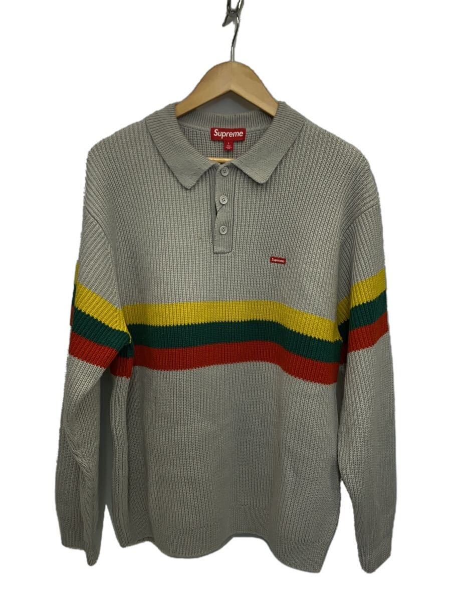 Supreme◆23AW/Small Box Polo Sweater/L/アクリル/GRY/無地//