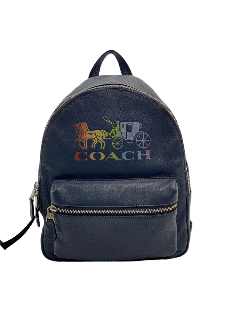 【中古】COACH◆リュック/レザー/NVY/F76772【バッグ】