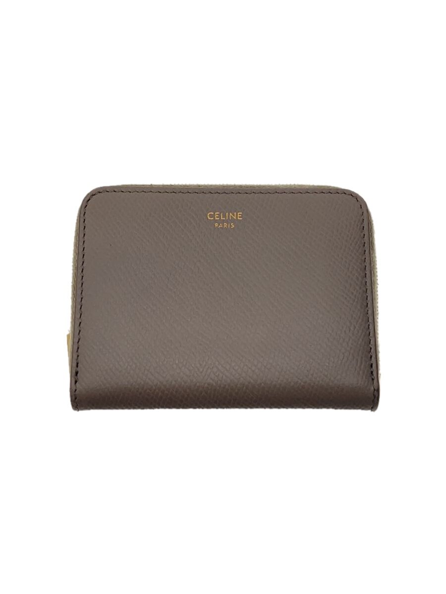 【中古】CELINE◆コインケース/レザー/GRY/無地/レディース【服飾雑貨他】