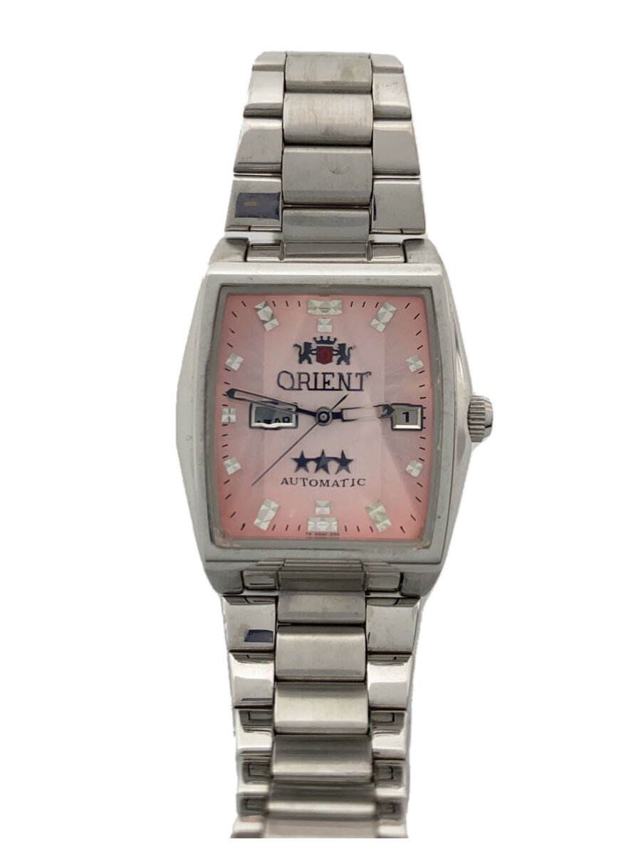 【中古】ORIENT◆クォーツ腕時計/アナログ/ピンク/シルバー/NQAC-Q1/スリースター//【服飾雑貨他】