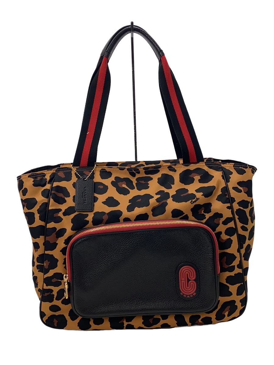 【中古】COACH◆トートバッグ/ナイロン/BRW/レオパード/C5668【バッグ】
