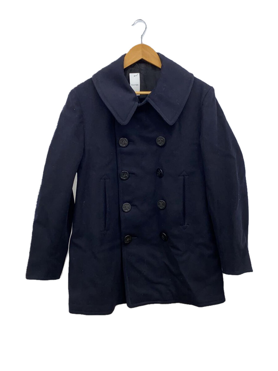 【中古】NAVAL CLOTHING FACTORY◆ピーコート/--/ウール/NVY/無地/30年代/30s/プリズナーコート/前見頃穴有り【メンズウェア】