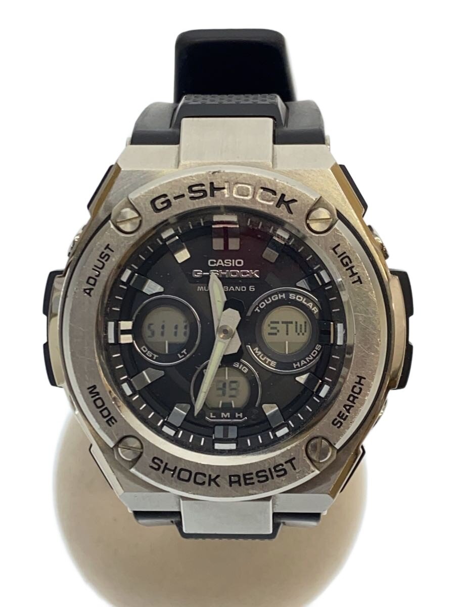 【中古】CASIO◆ソーラー腕時計・G-SHOCK/デジアナ/ラバー/BLK/BLK【服飾雑貨他】
