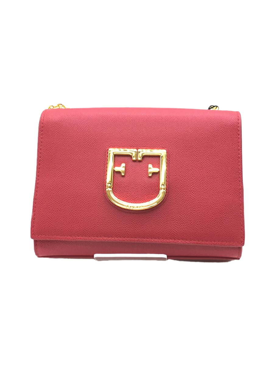 【中古】FURLA◆ショルダーバッグ/レザー/RED/無地/BW0313【バッグ】