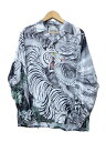 【中古】WACKO MARIA◆TIM LEHI/HAWAIIAN SHIRT L/S/M/レーヨン/GRY/総柄【メンズウェア】