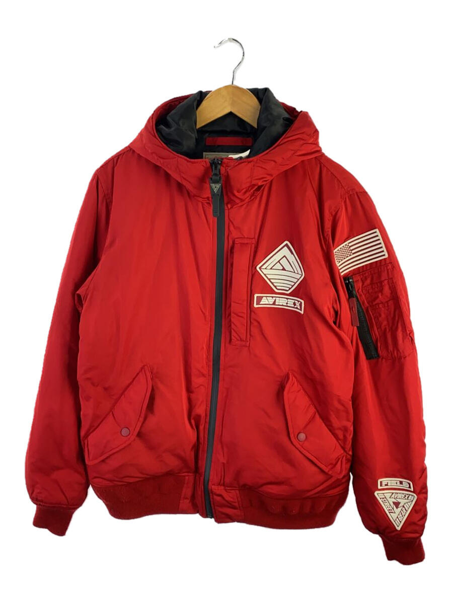 【中古】AVIREX◆MA-1 WARM LINED HOODIE/L/ポリエステル/RED/6182183【メンズウェア】