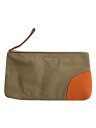 【中古】PRADA◆クラッチバッグ/レザーパッチ/BEG/無地/【バッグ】